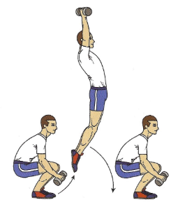 Függőleges ugrás súlyzóval