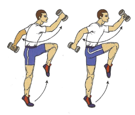 Váltott lábú ugrások erős karmozgással