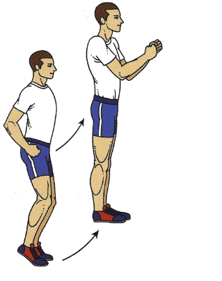 Függőleges ugrások, lábak fel, dorsiflexió